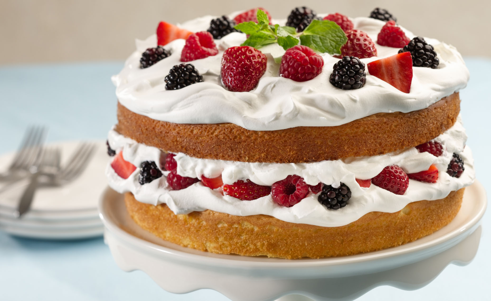 Hood Layer Cakes with Berries Dessert Photo